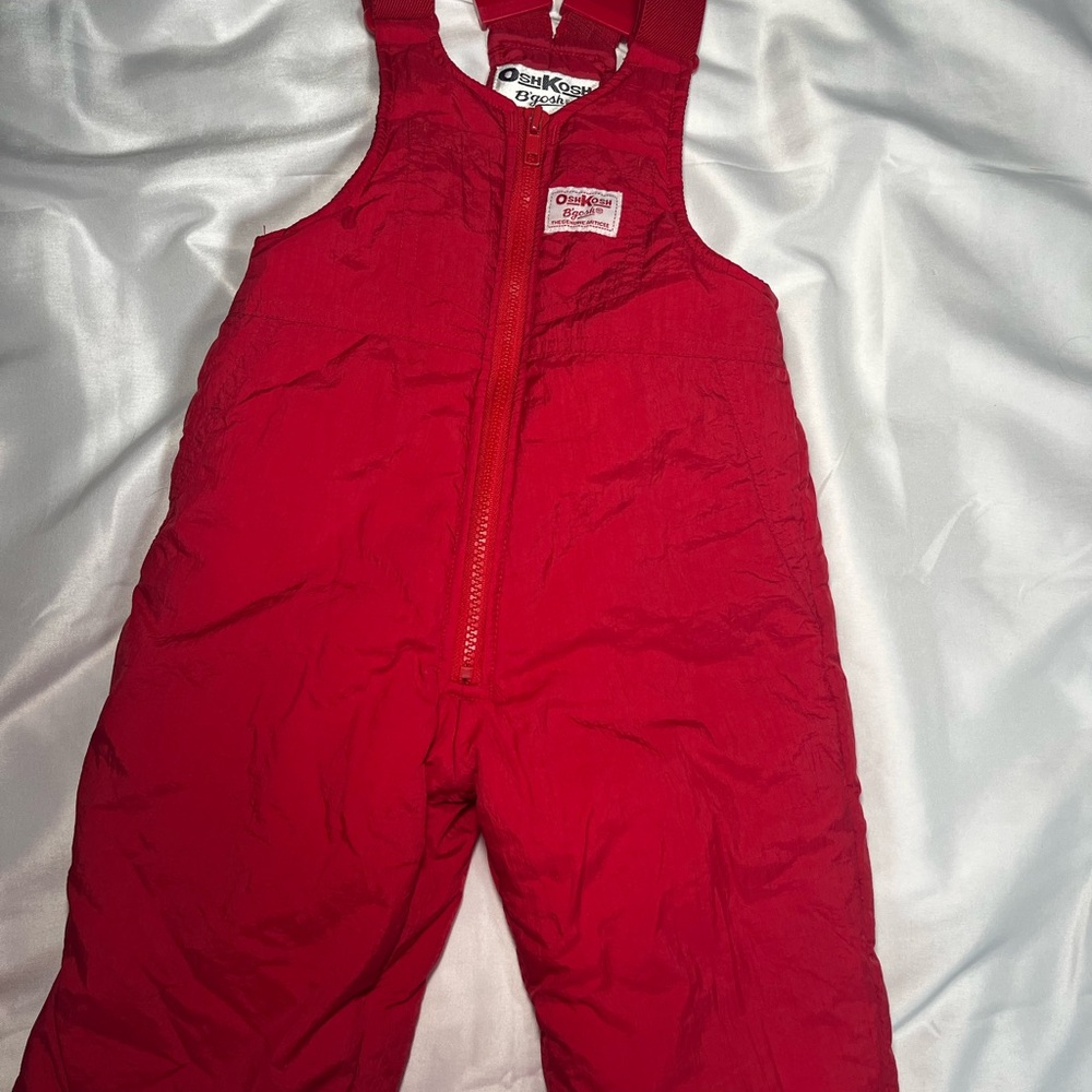 VTG OshKosh B’gosh Red Snow Pants Ski‎ Bibs 2T Zip Front Winter Sledding
